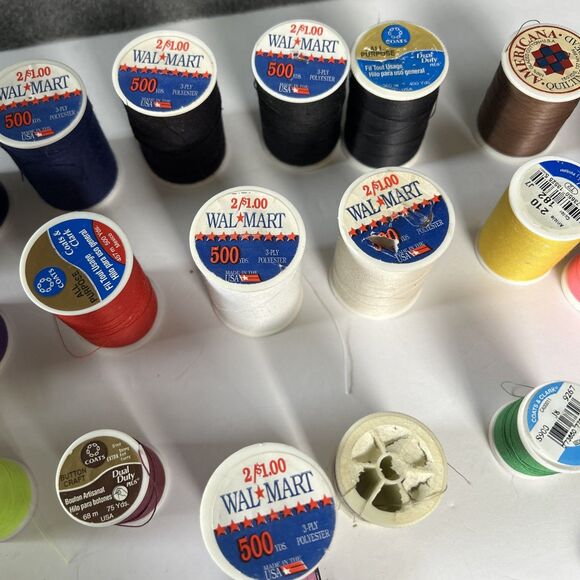 Sewing Thread Spools Various Colors and Sizes Lot of Thread 70+ Pins Cushion - Picture 5 of 9